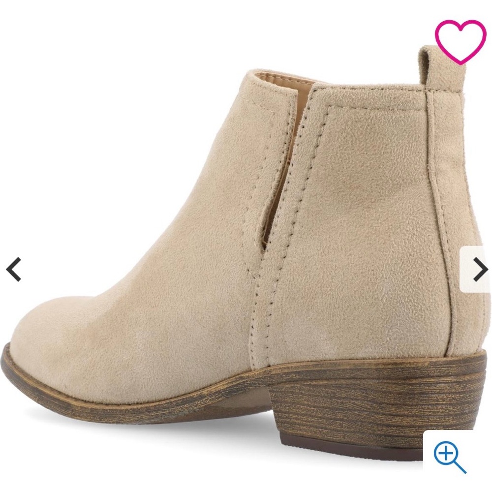 Journee Collection Women’s Rimi Bootie in Stone Suede Stack Block Heels Size 8.5